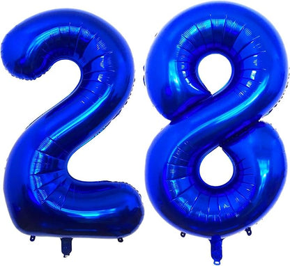 Navy Blue 28 Number Balloons, 40 Inch Giant Number 28 Balloons Foil Mylar by Lovoir