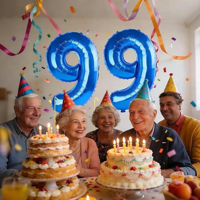 40 Inch Number 99 Balloons for 99th Birthday Party Decorations, 0-100 Dark Blue - Image 2
