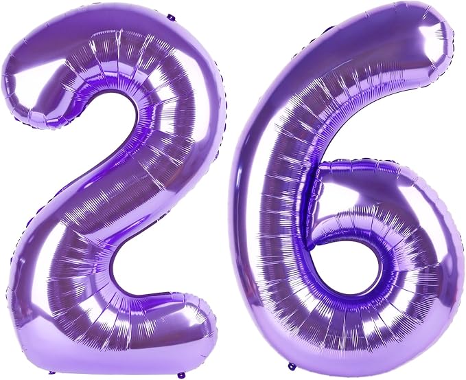 26 Balloon - Purple Birthday Number Balloons, 40 Inch Decorations Men Women | by ALPHADELTAPI