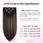 Pro2.0 Clip in Hair Extensions Real Human Hair 22inch 7pcs #2/6/2 Balayage Dark Brown to Chestnut Brown Real Hair Extensions Clip in Human Hair 120g（#2/6/2-22inch）