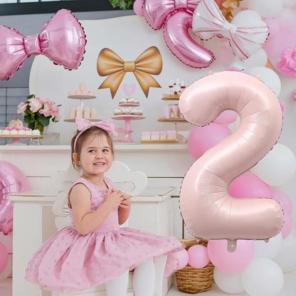 Pink 40 Inch Balloon Number 2, Large Dusty Retro Pastel Pink Foil Number 2 - Image 6