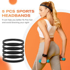 Headbands for Women, 5 PCS Unisex Sports Hair Band, Thin Hair Band Boys & Children, Elastic Headband Men's Sports Non-Slip Headbands, Thin Hair Bands for Football, Yoga, Running