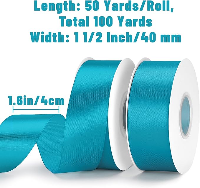 KINGLAKE Teal Satin Ribbon - Image 2