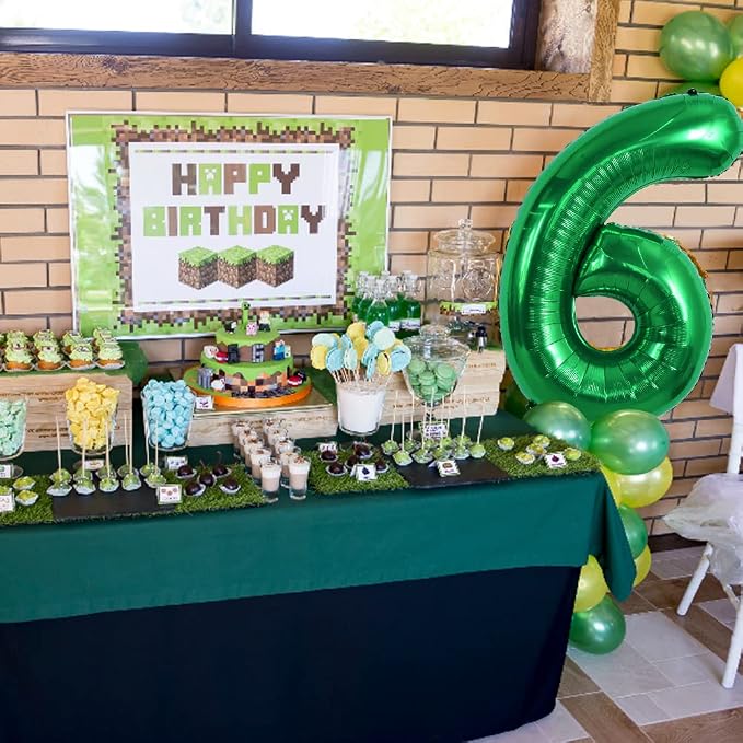 TONIFUL 40 Inch Dark Green Number 6 Balloons Large Foil 6th Birthday Decor | - Image 4