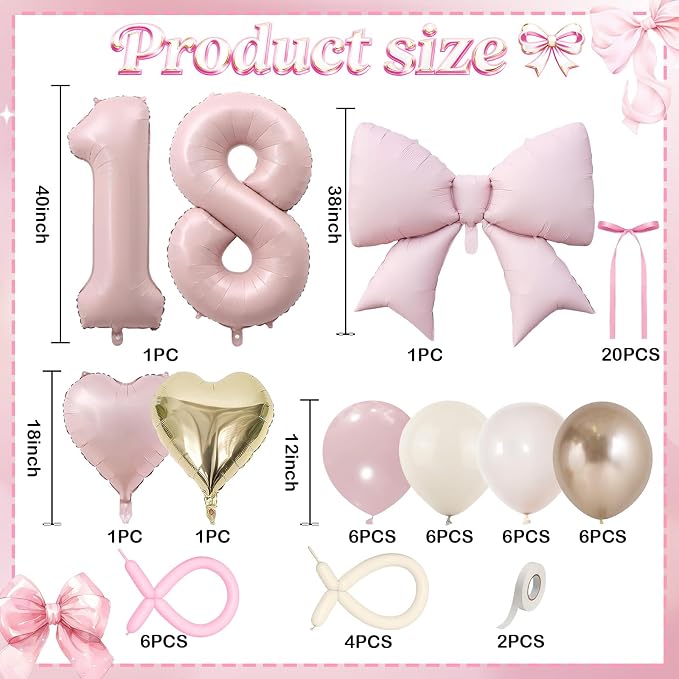 Dusty Pink Balloon Number 18 for 18th Birthday Decorations Girls, Retro Blush - Image 3