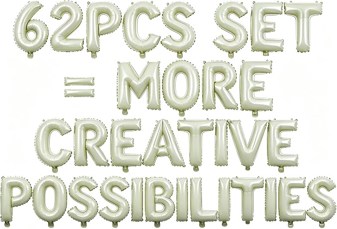 62 Pcs Cream Letter Balloons, Custom 2 Set A-Z Set by GOGAKIE