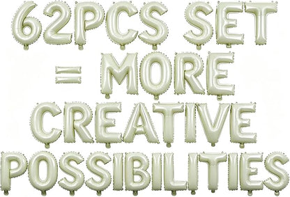 62 Pcs Cream Letter Balloons, Custom 2 Set A-Z Set by GOGAKIE