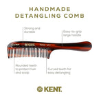 Kent 21T Large Detangling Comb, Double Wide Tooth for Curly Wavy Hair, Detangler Comb for Wet and Dry Hair, Saw-Cut and Hand Polished Made in England