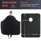 Nylon Barber Cape 64"x56" Waterproof Salon Large Hair Cutting Cape Haircut for Men with Adjustable Snap Closure Color Capes Professional Stylist Hairdresser Apron Adults Unisex Black