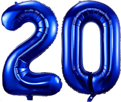 Navy Blue 20 Balloon Numbers, 40 Inch Dark Blue 20 Birthday Balloons Large Foil by BBPOOL