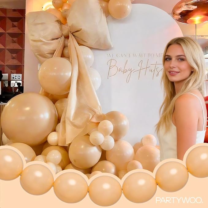 PartyWoo Nude Linking Balloons 100pcs 6 Inch Beige Tan Link Balloons | - Image 3