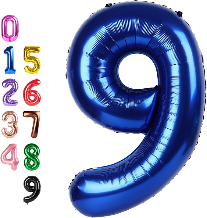 Number Balloons Blue 9 Balloon 40 inch by Enyeopd