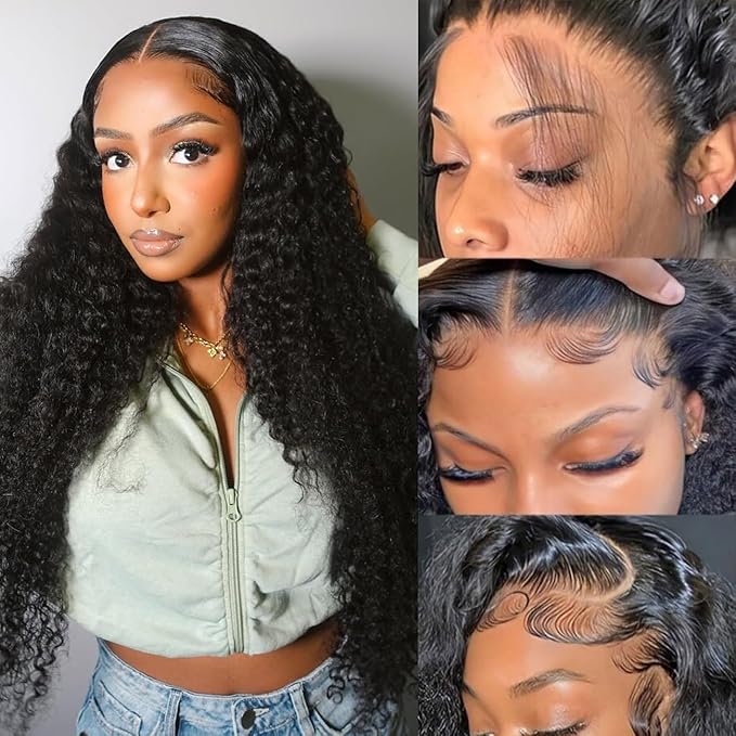 BVLBVL 32 Inch 13x6 Deep Wave Lace Front Wigs Human Hair 180 Density Curly Human Hair Wig HD Lace Frontal Wig Pre Plucked, Real Human Hair No Synthetic Blend No Tangle No Shedding Triple Lifespan 3X