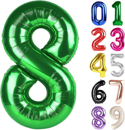8 Balloon - Green Birthday Number Balloons, 40 Inch Decorations Men Women | by ALPHADELTAPI