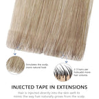 COOKAYU Invisi Edge Tape in Hair Extensions Human Hair, Ash Brown to Platinum Blonde 22Inch 20pcs 50g Straight Remy Seamless Injected Tape in extensions
