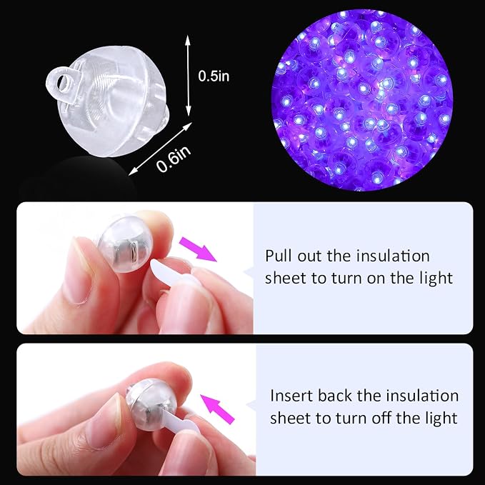 ZGWJ 100PCs Purple Balloon Lights Mini, Battery Powered, Long Standby Time - Image 3