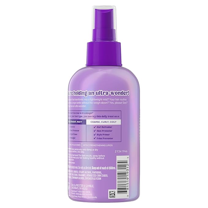 Aussie Ultra Wonder Daily Mist Lightweight Multi-Use Detangler, silicone-free, for All Hair Types and Curls, 7.6oz