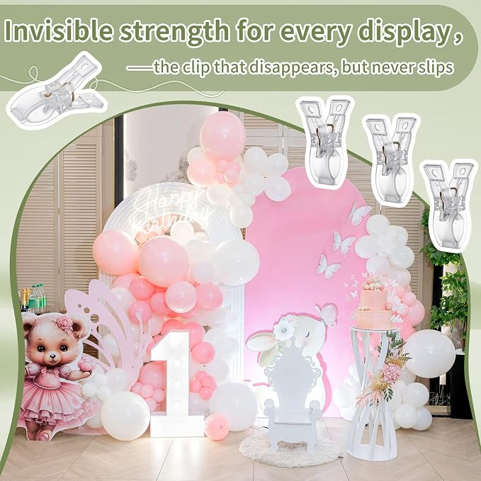 LemonRoad 16 Pcs 2.6" Clips for Balloon Arch Clear Heavy Duty 1.2" Opening - Image 6