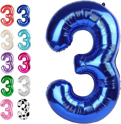 Navy Blue Number 3 Balloon 40 inch, 3rd Birthday Party Balloons Decorations | by Upgesy