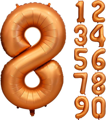 40 inch Orange Number 8 Balloon 8th Birthday Party Decorations | Giant Foil by Yeodong