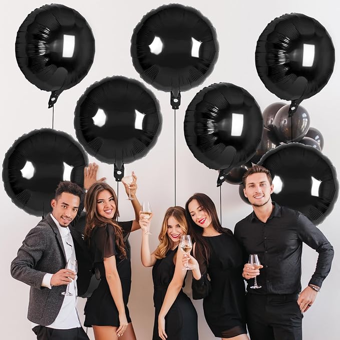 20 Pcs Black Round Shaped Balloons, 18 Inch Round Foil Balloon, Giant Round - Image 7