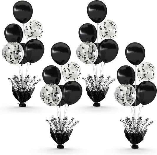 4 Set Black Table Balloons Foil Spray Centerpiece by Suppromo