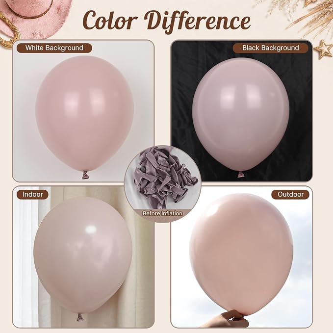 Cowgirl Balloons, Dusty Pink Brown Cow Print Latex Balloons - Image 3