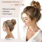 Messy Bun Hair Piece Wavy Curly Scrunchies Fluffy Donut Thick Updo Elegant Chignon Hairpieces for Women Girls, Light Brown & Ash Blonde 1.4oz