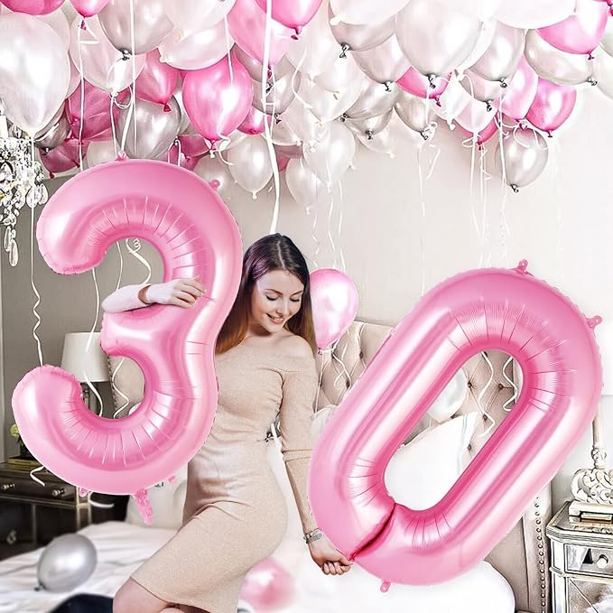 Pink Number 3 Balloon 40 inch, Big Large Foil Helium Number Balloons, Jumbo - Image 3