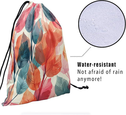 Fall Leaf Gymnastics Grip Bag Watercolor Leaves Drawstring Grip Bag - Image 4