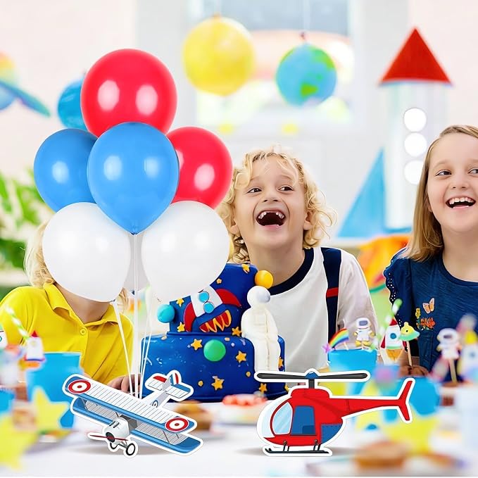 6 PCS Airplane Birthday Party Decorations Airplane Balloons Stand Kit 3D - Image 7
