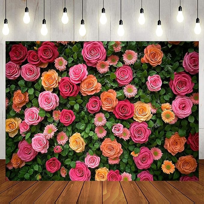 Floral Backdrop for Photography Mother's Day Backdrop Wedding Backdrops Spring by Hnzwbxg