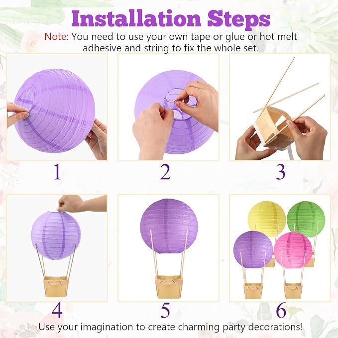 24 Set Hot Air Balloon Table Centerpieces Baby Shower Party Decoration Paper - Image 3
