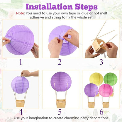 24 Set Hot Air Balloon Table Centerpieces Baby Shower Party Decoration Paper - Image 3