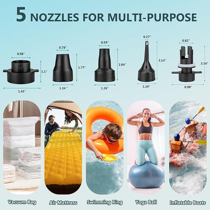 Voircoloria Balloon Pump Electric, 3-in-1 Portable Automatic Dual Nozzle - Image 3