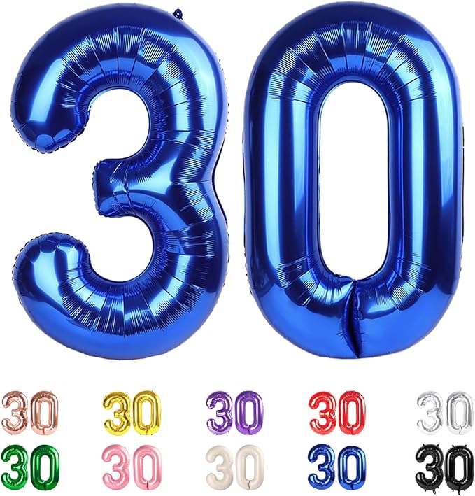 30 Balloon Numbers 30th Year Old Birthday Decorations by Mluchee