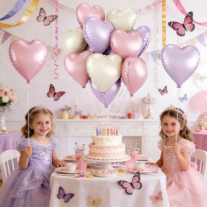 Pink Purple Heart Balloons, 18 Inch Pastel Lila Beige Helium Balloon - Image 4
