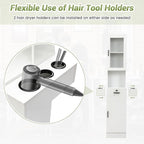 Salon Station for Hair Stylist,Hair Styling Storage Cabinet with Glass Door,Tool Dryer Holders, Salon Beauty Spa Barber Hair Staion, White