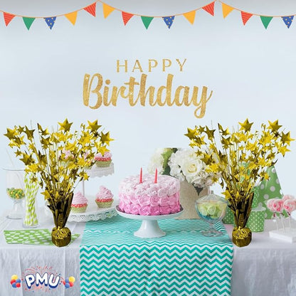 PMU 3 Pack Bursting Star Metallic Foil Spray Centerpiece- Gold Balloon Weights - Image 7