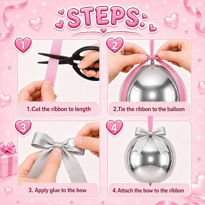 Pink and Silver Round Foil Balloons - Image 3