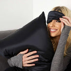 Organic Silk Pillowcase for Hair and Skin Made in USA, Natural Mulberry Silk Pillow Cases Black, 22 Momme, Oeko-TEX Certified, Anti Acne, 1 Pc 20"x26" (Standard, Black)