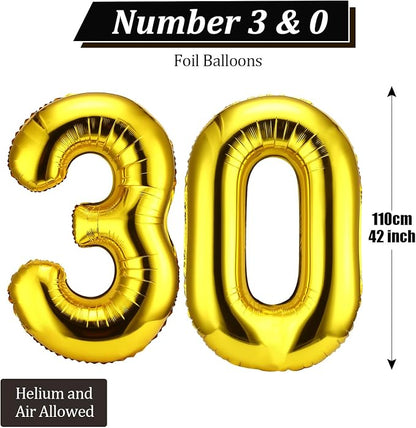 Gejoy 40 Inch Number 30 Balloons Jumbo 30 Foil Giant Number 30 Balloons - Image 2