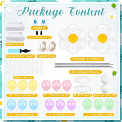 Kasyat 2 Sets Daisy Pastel Party Balloon Column Stand Kit, Adjustable Groovy - Image 2