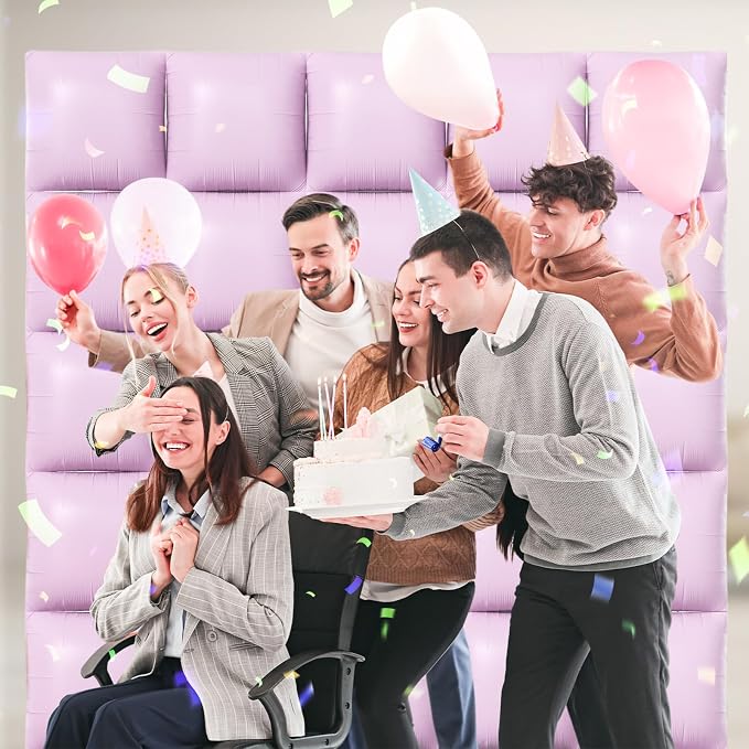 NISOCY 25PCS Matte Pastel Purple Square Foil Balloons Wall Backdrop | Double - Image 5