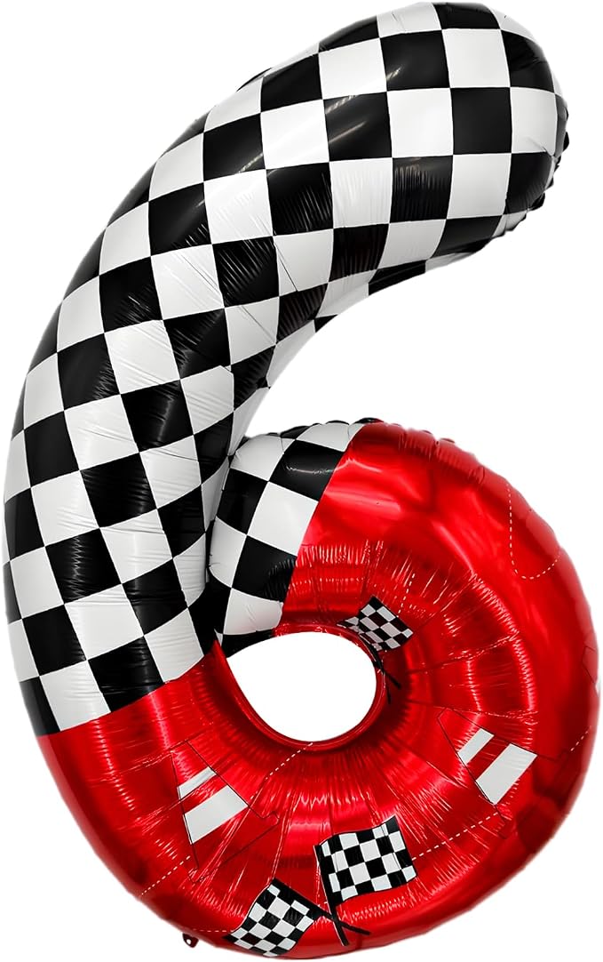 1 pack racing theme 40-inch digital foil balloon, featuring black and white by laackys