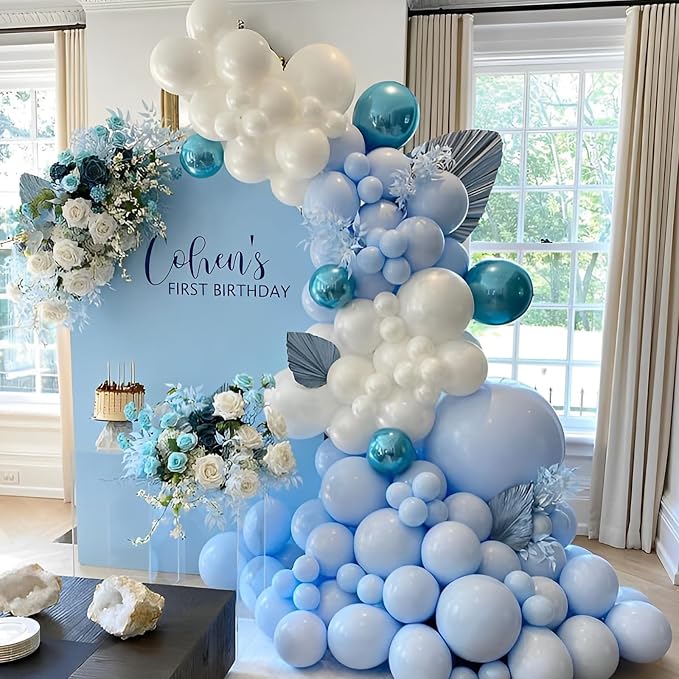 Voircoloria 110pcs Light Blue Baby Blue Latex Party Balloons, 12inch | - Image 7