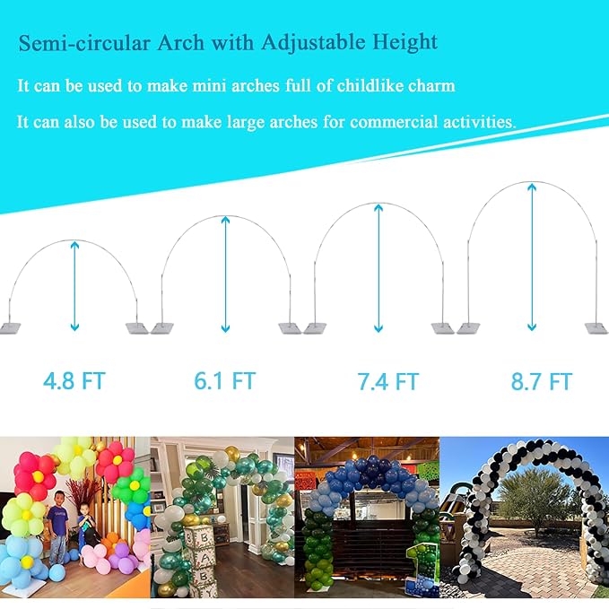 Decojoy Balloon Arch Stand, 7.5ft Large Round Backdrop Frame, Adjustable Half - Image 7