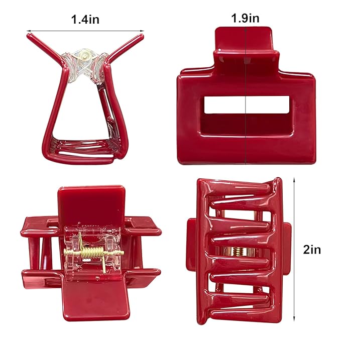 Tortoise Hair Clips for Women - 4Pcs 2" Small Acetate Matte Claw Barrettes for Thick & Thin Hair