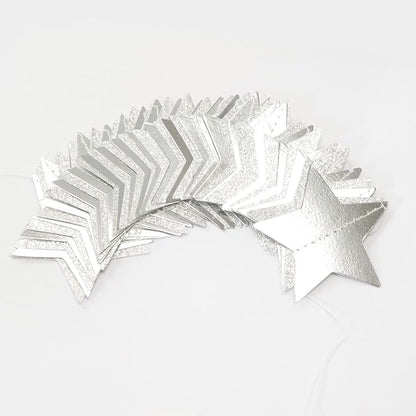 Glitter-Silver Party-Decorations Star Christmas Garland - 62ft Birthday Twinkle - Image 3
