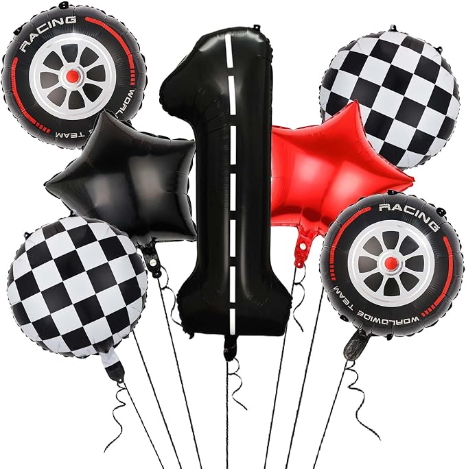Race Car Balloons, 40 Inch Racetrack Number 1 Balloons, Big Number Balloons by Yexnum